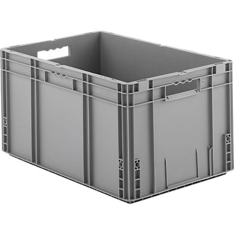 Grey plastic box with handle openings.
