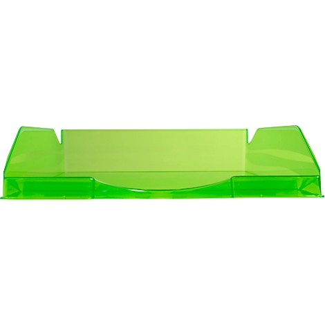 Grüne Schreibtischablage aus transparentem Kunststoff.