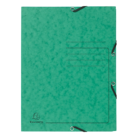 Chemise verte EXACOMPTA avec élastique et structure pointillée. Avec lignes pour l'étiquetage.