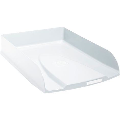 Witte plastic lade, schuin van boven gefotografeerd.