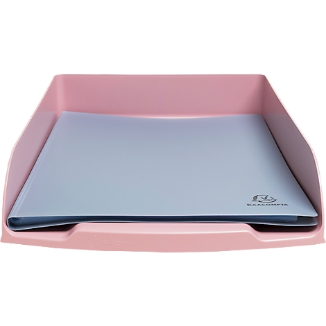 Bac rose avec document bleu clair. Logo en bas à droite.