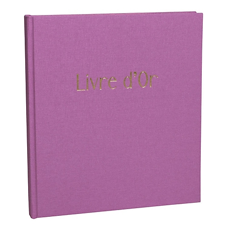 Lila Buch mit goldener Prägung "Livre d'Or".