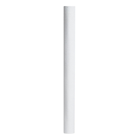 Opgerolde, witte behangrol tegen een witte achtergrond. Het behang heeft een fijne, gestippelde textuur.