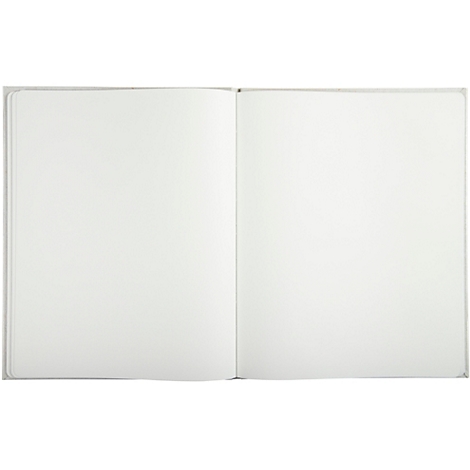 Carnet ouvert avec des pages vierges, vue de dessus.