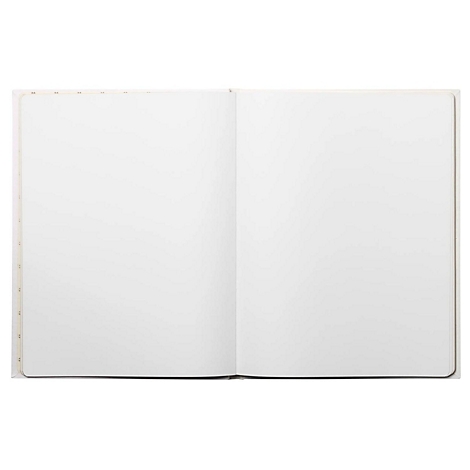 Carnet ouvert avec des pages vierges, vue de dessus.