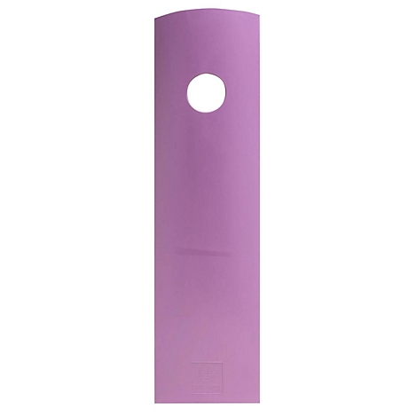 Panneau de porte violet avec trou rond, bord supérieur arrondi et logo en relief.