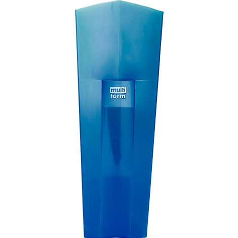 Objet bleu en forme de prisme avec l'inscription 'multi form'.