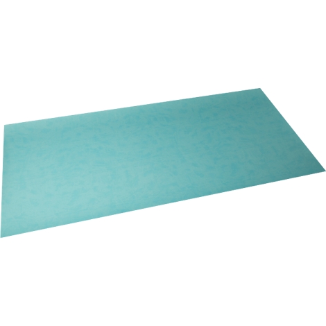 Hellblaues Rechteck, leicht schräg liegend. Das Papier hat eine leicht raue Textur.