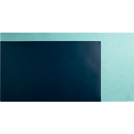 Bloc rectangulaire bleu foncé sur fond bleu clair. Petit logo en bas à droite.