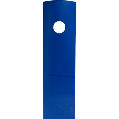 Blaues Türschild mit ovalem Loch. 