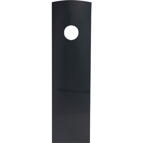 Schwarz lackierte Türschild mit ovalem Loch.