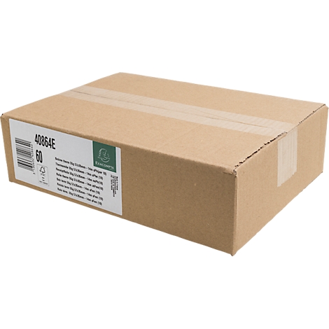 Ein geschlossener Karton, beschriftet mit Produktinformationen.