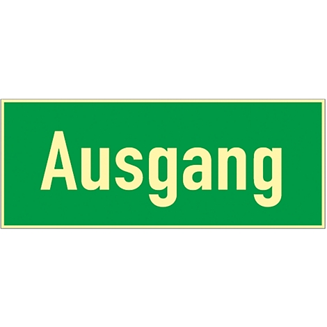 Green sign with the word "Ausgang" in yellow font.
