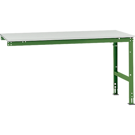 A green rectangular workbench with a light gray worktop, against a white background.