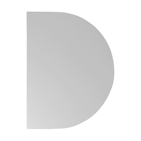 Half-circle gray mirror. The mirror is pictured against a white background.