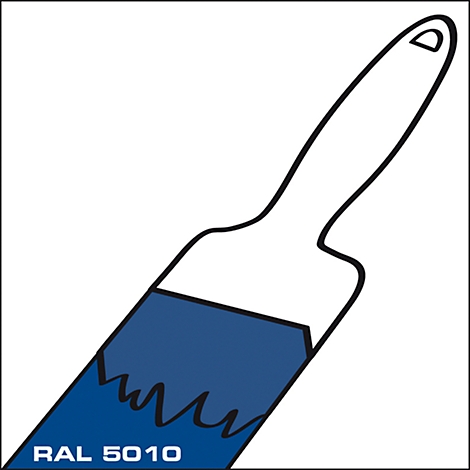 Blue paintbrush with handle. The text "RAL 5010" is visible.