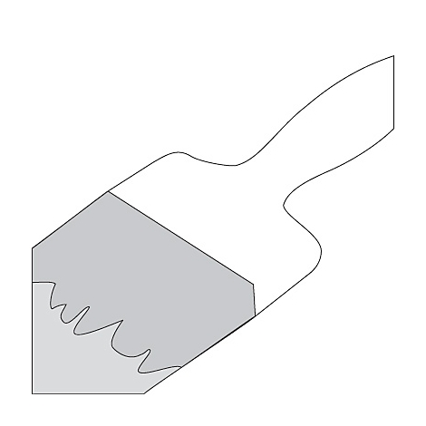 Paintbrush with a gray head and a white handle.