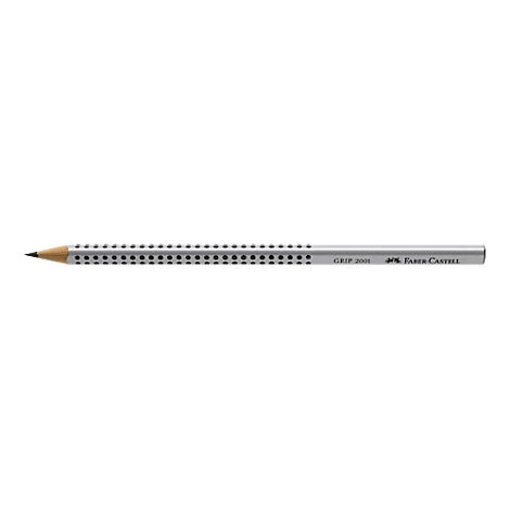 A pencil with a black lead and a grip surface. Inscription: GRIP 200 and Faber-Castell.
