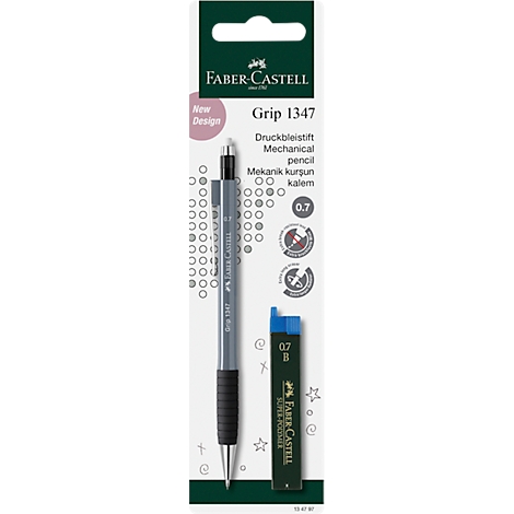 Pencil set by Faber-Castell with text: Grip 1347, 0.7, New Design.