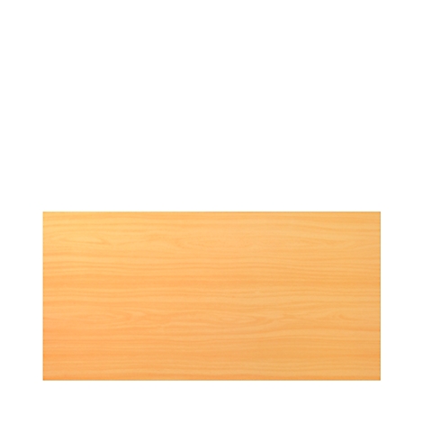 Draufsicht auf eine rechteckige Holzplatte in hellbrauner Farbe mit Maserung.