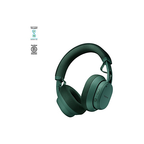 Casque vert foncé, vue détaillée. Sur fond blanc.