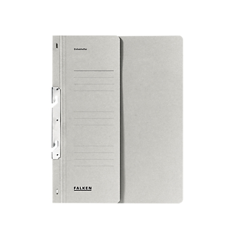 Grey Falken folder. On the left side there is a metal clip and lines for labeling.