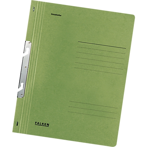 Light green Falken hanging file folder with metallic clasp. Inscription: Falken, Einhefter.