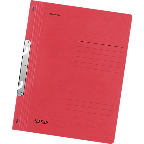 Red Falken folder with a silver clasp. The word 'Falken' is written on the folder.