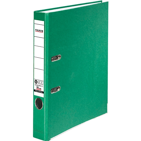 Green file folder with white spine, FALKEN logo and 58mm indication. On a light background.