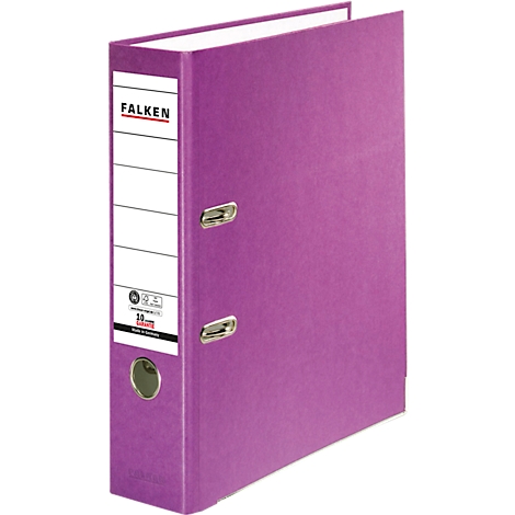 Purple binder with the lettering FALKEN and silver levers.