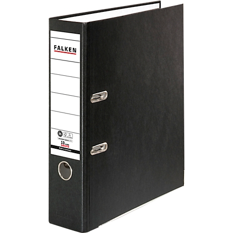 Black binder with white labels and the "FALKEN" logo.