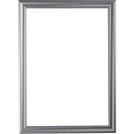 Silver picture frame, rectangular with white background.