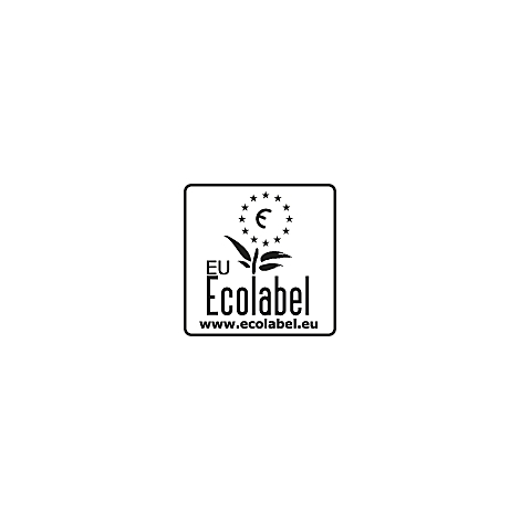 Schwarz-weißes Logo des EU-Ecolabels mit einer Blume und einem Euro-Symbol.