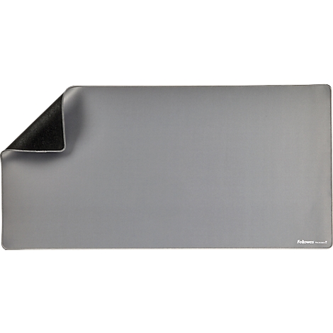 Grey desk pad, with a black corner.