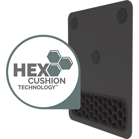 Zwart muismatje met polssteun. Opschrift: Fellowes.