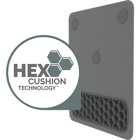 Grijze muismat met polssteun. Het Fellowes-logo staat rechtsboven.