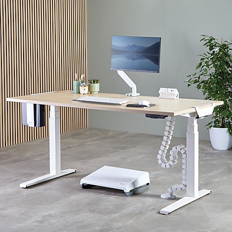 Wit, U-vormig metalen ophangstuk, met zwart rubber. Zijaanzicht.