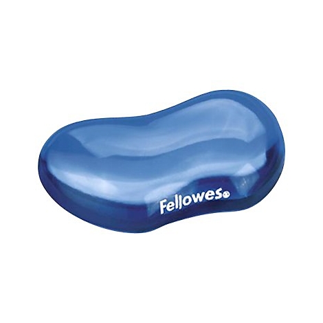 Blaues ergonomisches Handgelenkpad mit der Aufschrift "Fellowes".