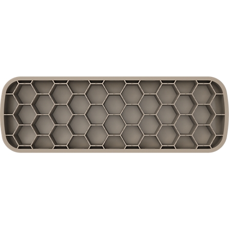 Structure en nid d'abeille rectangulaire beige avec coins arrondis.