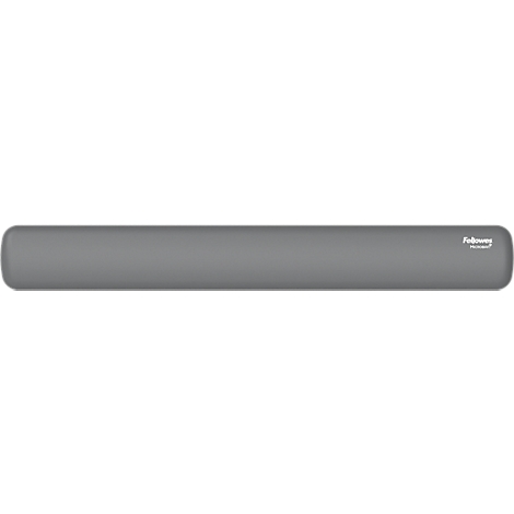 Objet gris, oblong, aux coins arrondis. Petit texte de Fellowes à droite.