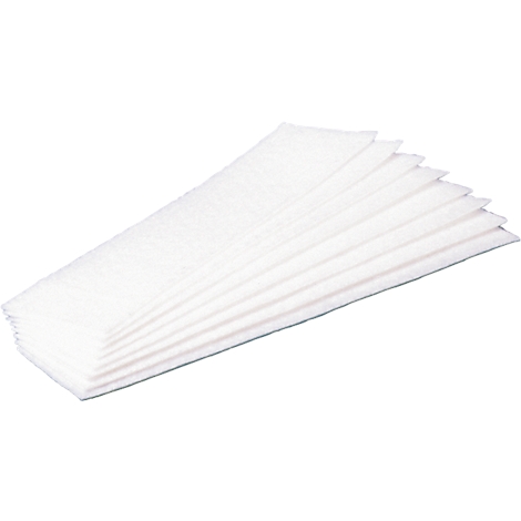 Fan-shaped arrangement of white napkins.