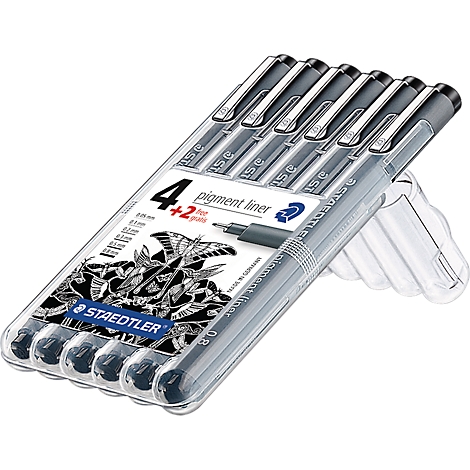 Fineliner Pigment liner Staedtler, diff. épaisseurs de ligne, set de 6 pièces 6