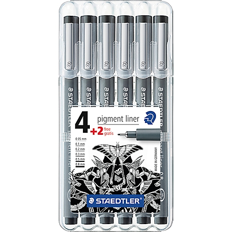Fineliner Pigment liner Staedtler, diff. épaisseurs de ligne, set de 6 pièces 6