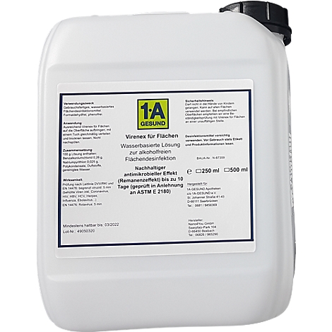 FlÃ¤chendesinfektionsmittel Virenex Langzeitdesinfektion, antimikrobiell, begrenzt viruzid, Kanister, 5 l