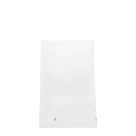 White, rectangular plastic packaging, slightly transparent, with small gray markings at the bottom.