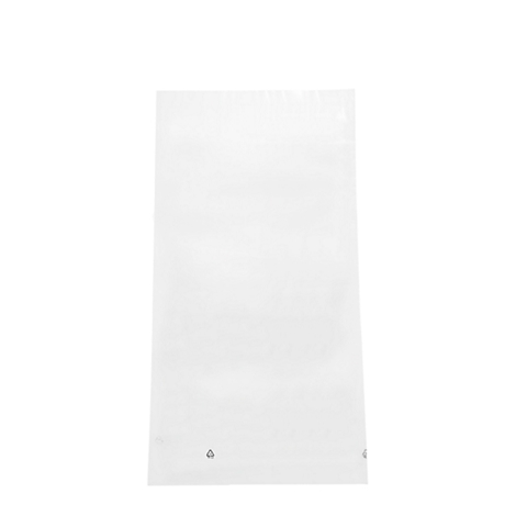 Transparent plastic packaging, rectangular. There are two small symbols on the bottom edge.