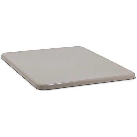 A light grey, square tray, photographed slightly diagonally from above.