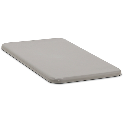 Rectangular, gray plate with rounded corners. The surface shines slightly.