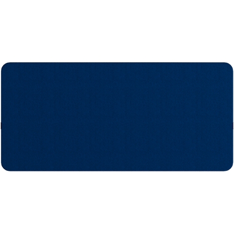 Rechthoekige blauwe mat met afgeronde hoeken.