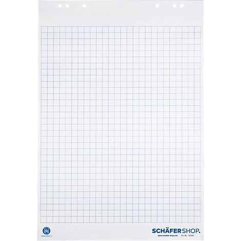 Flipchart-Block mit Recyclingpapier, kariert, B 650 x H 980 mm, 5 StÃ¼ck Ã  20 Blatt